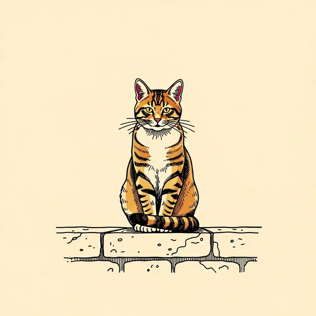 A sketched Kotor cat, the town's unofficial mascot