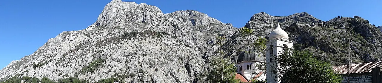 Panorama of Kotor and the bay below the St John (Sveti Ivan) hill, Montenegro