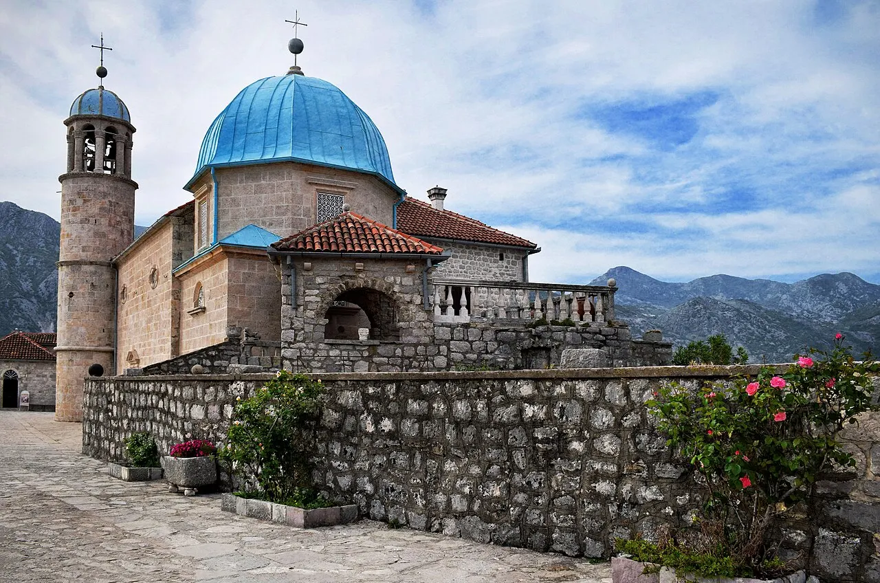The island church of Our Lady of the Rocks off Perast in the Bay of Kotor