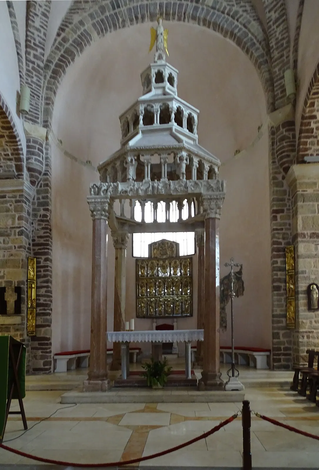The Romanesque interior and nave of St Tryphon Cathedral in Kotor