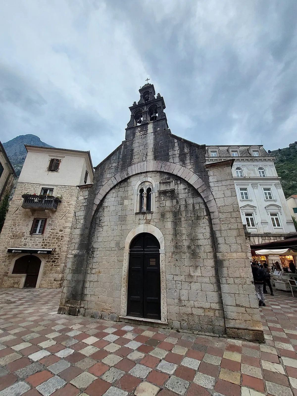 The small stone church of St Luke on its quiet square in Kotor's Old Town