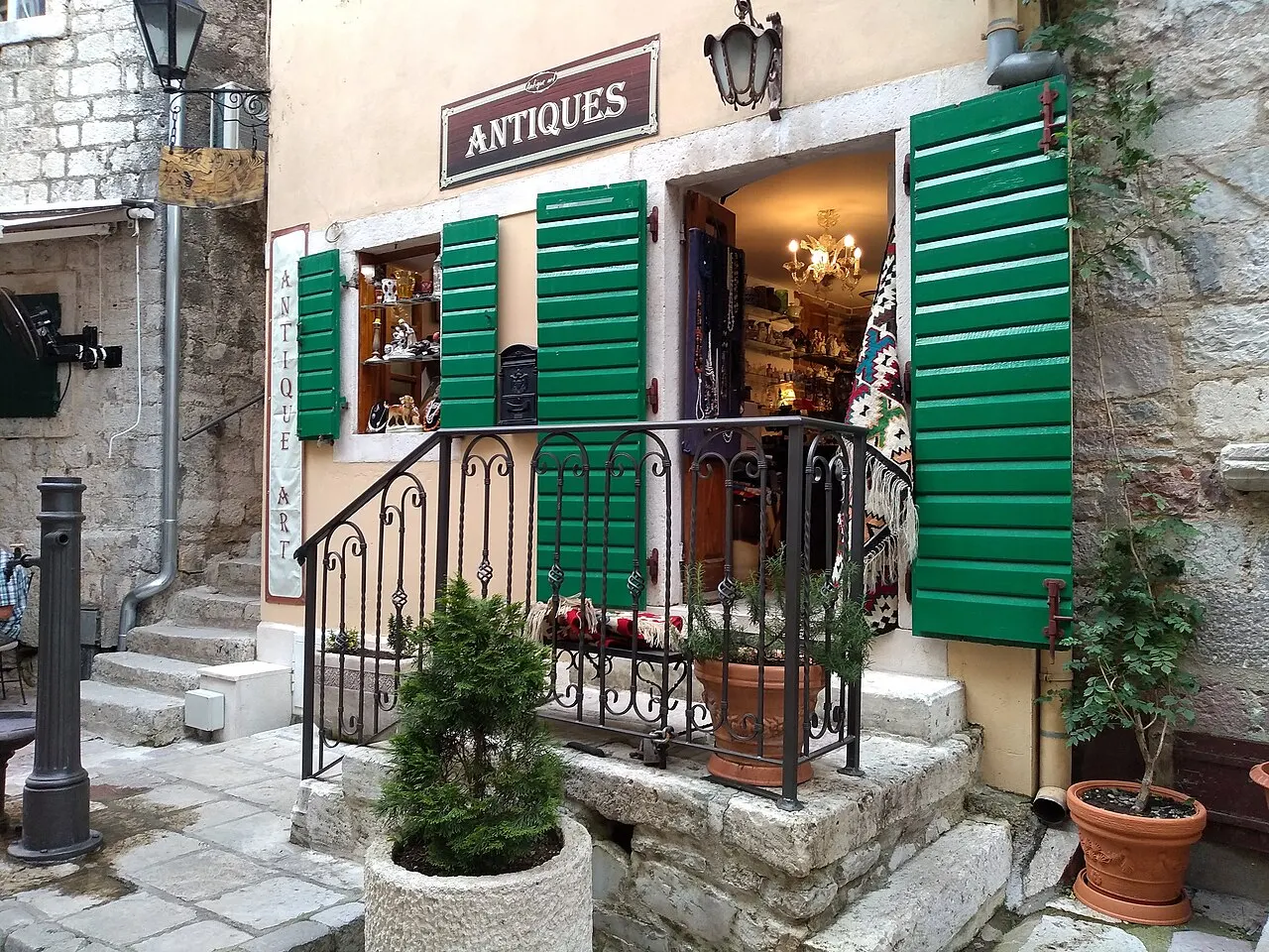 A worn stone lane in Kotor's Old Town, Montenegro