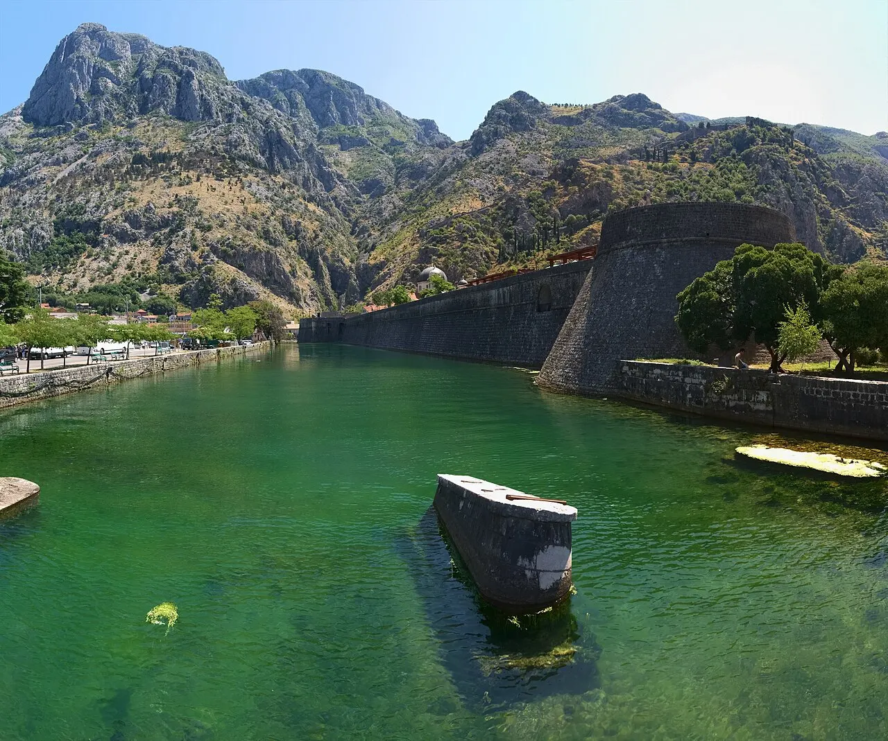 Kotor's ramparts climbing the cliff above the Old Town and the bay