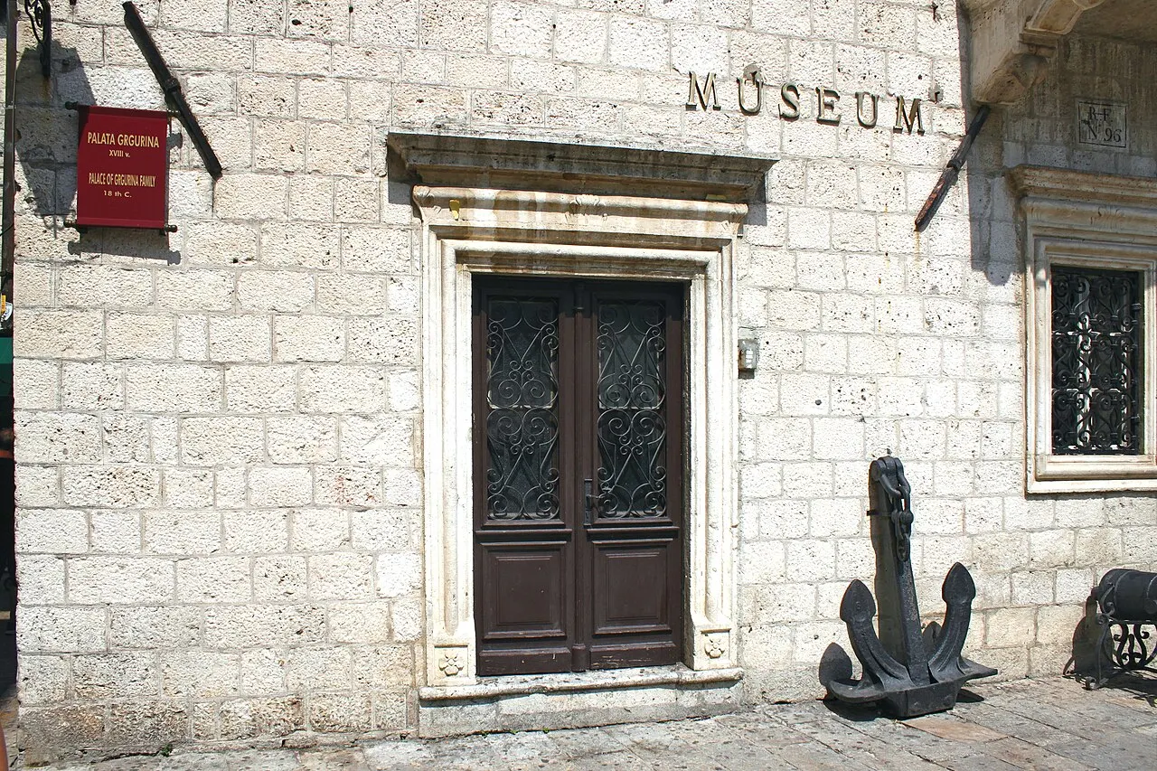 The Baroque Grgurin Palace facade housing the Maritime Museum of Montenegro in Kotor