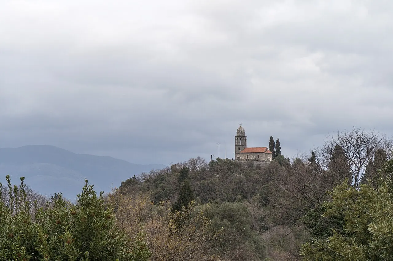 Old stone Saint Luka Church in the village of Gosici on the Lustica peninsula, Montenegro