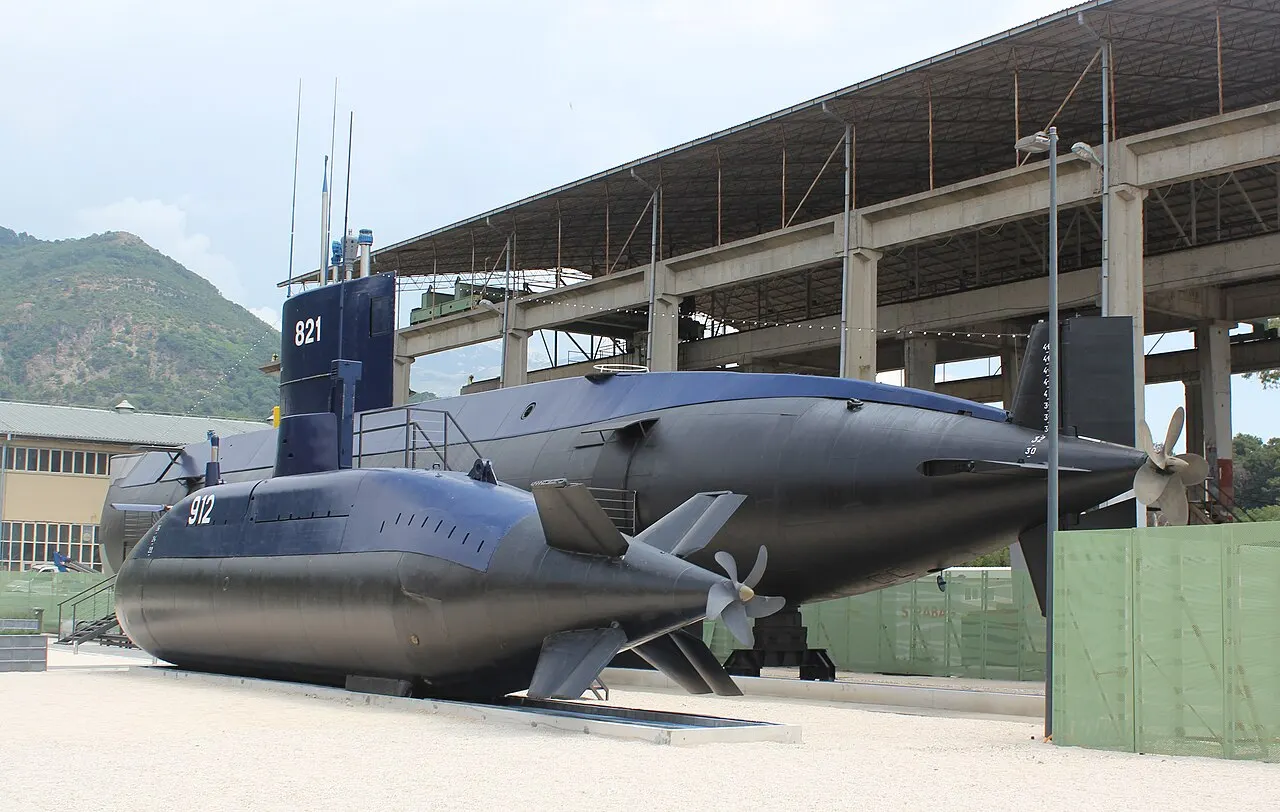The Heroj and Una submarines on display at the Naval Heritage Collection, Tivat