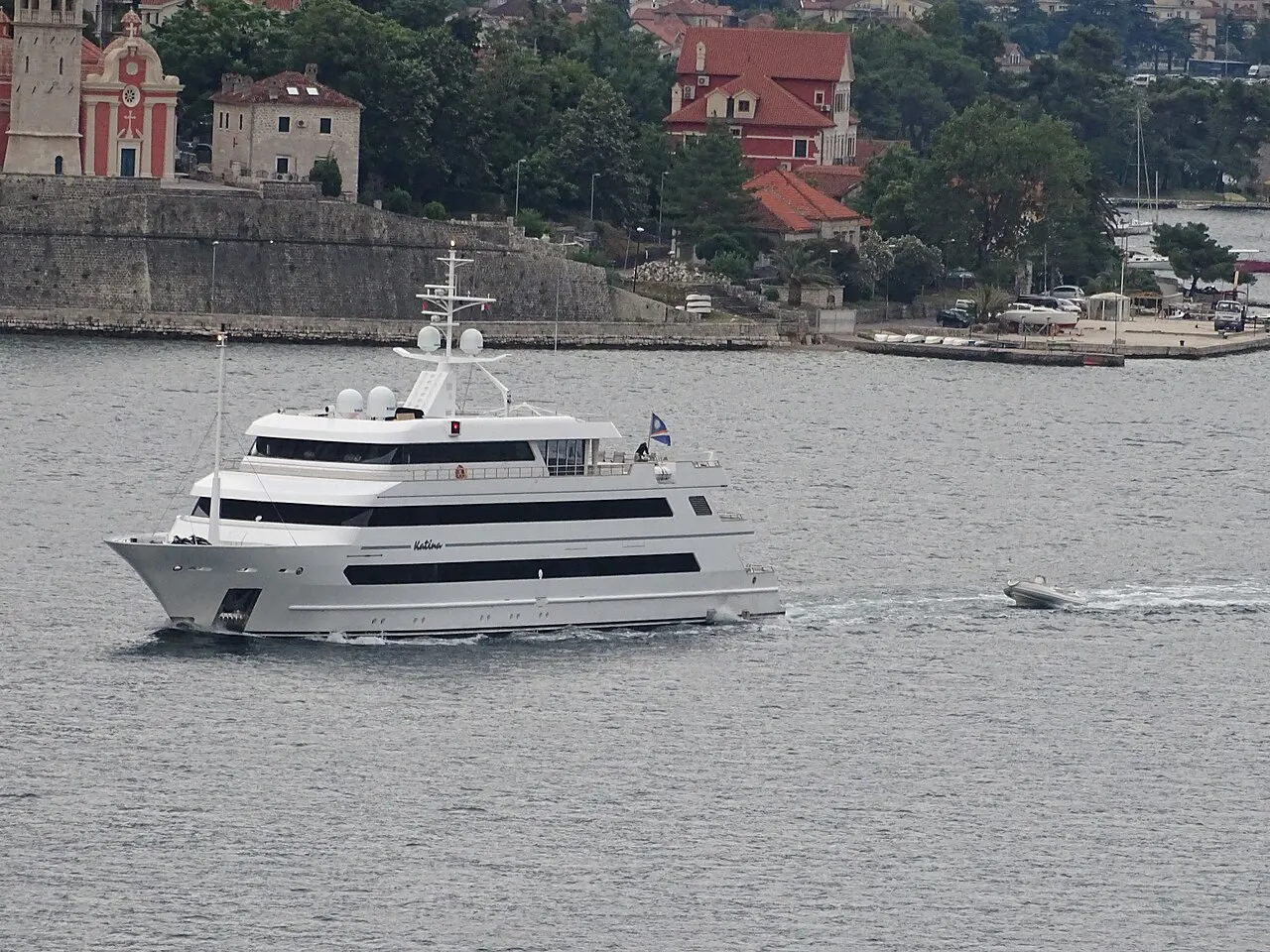 The yacht Katina on the Bay of Kotor, showing the range of private boat options