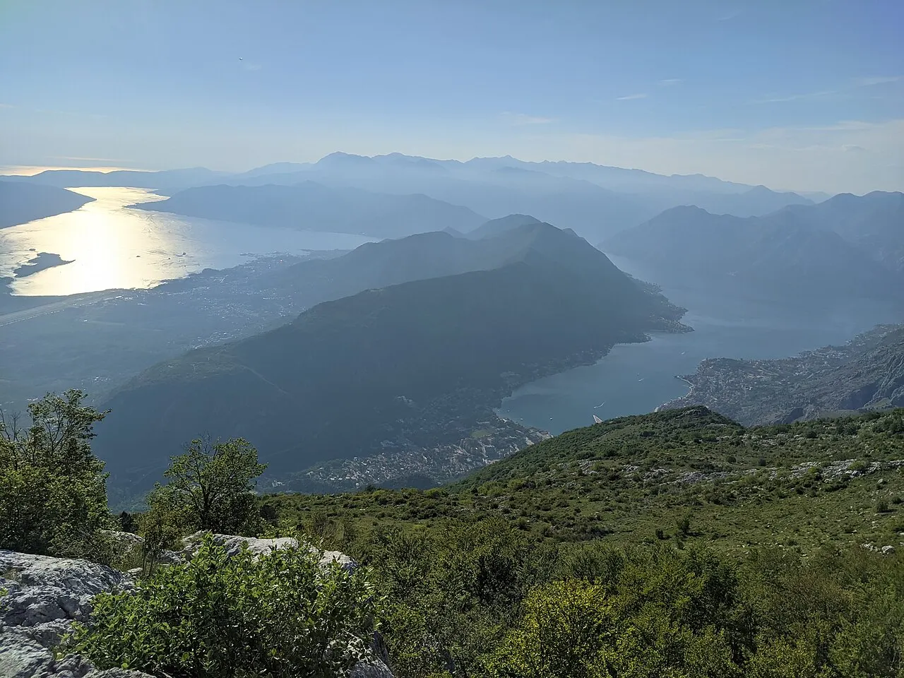 The view from Lovćen over the Bay of Kotor far below